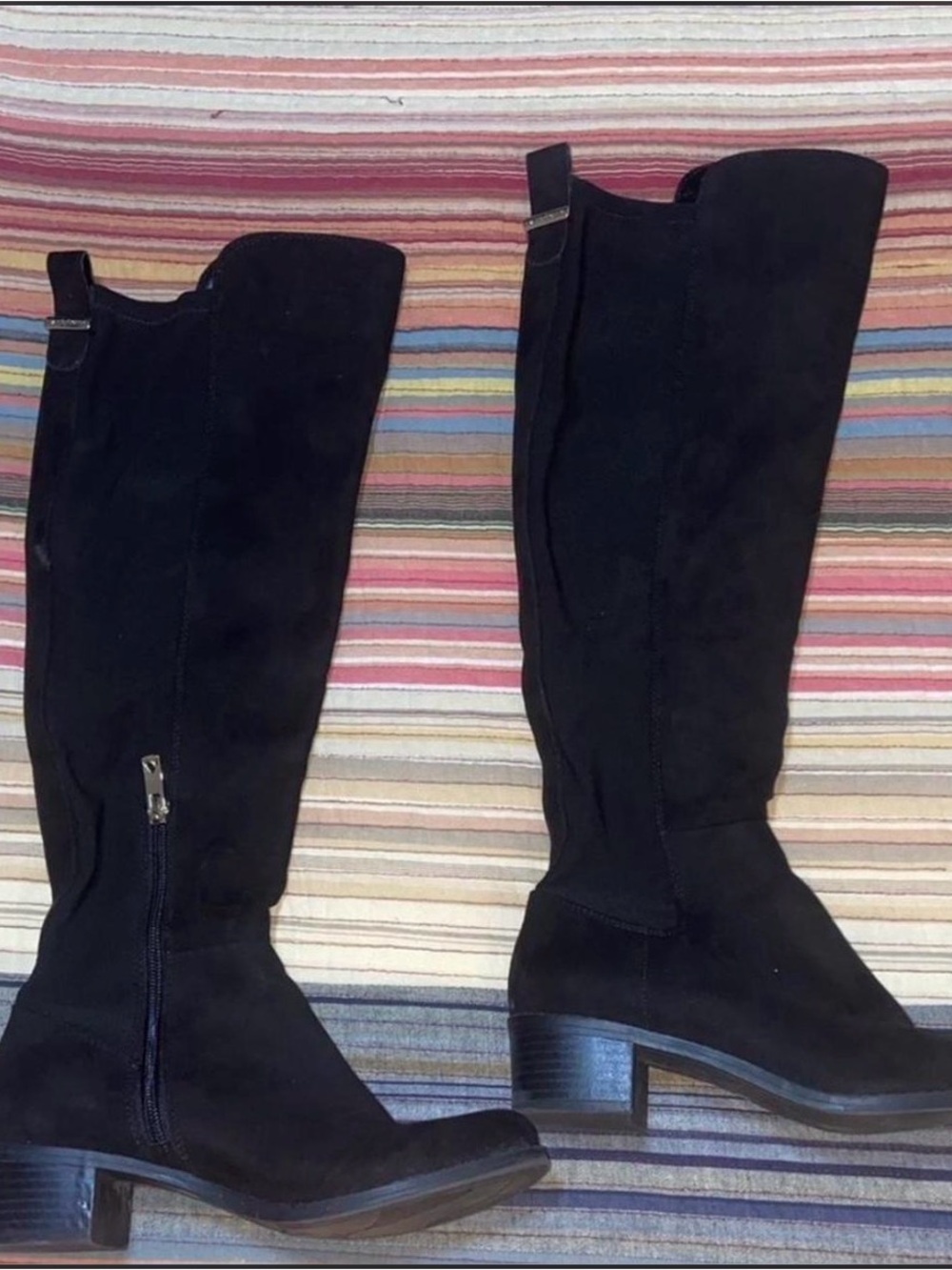 Liz Claiborne Black Knee-High Suede Heeled Boots